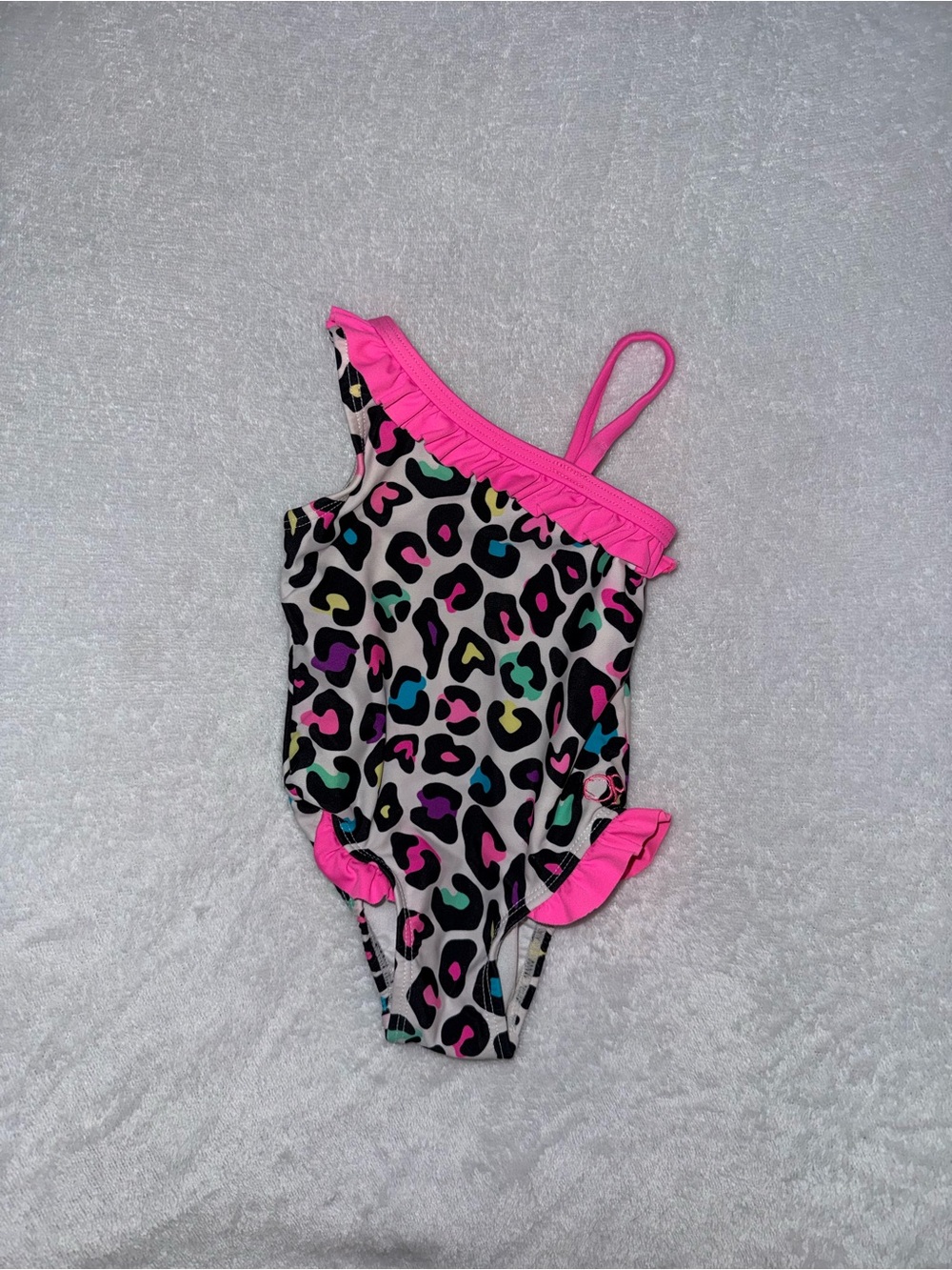 OP size 12 mos leopard pink neon swimsuit